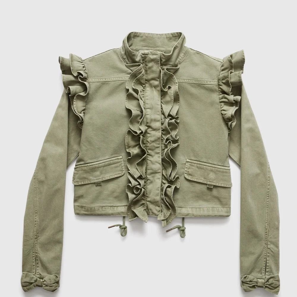 LoveShackFancy X Gap Ruffle Crop Utility Jacket - Picture 6 of 11